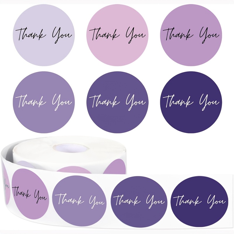 TEMU Gradient Taro Purple "thank You" Small Round Sticker, Milk Tea Coffee Cup Lid, Low- Solid Thank You, Ins-style Takeout Sealing Sticker