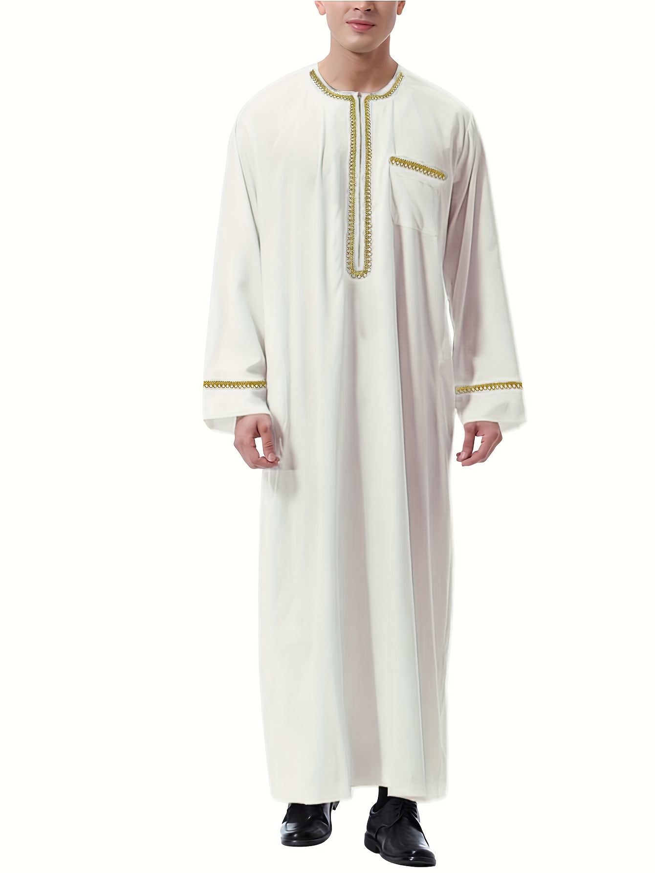 Muslim Middle Eastern Long Robe Men's Round Neck Hot - Temu