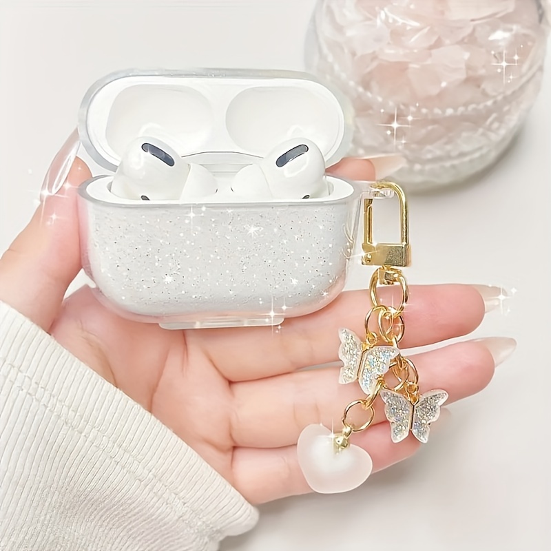 

1pc Tpu Clear Case For Airpods 4, Anti-fall Wireless Earphone Protective Cover With Charm Keychain, Slim Storage Pouch