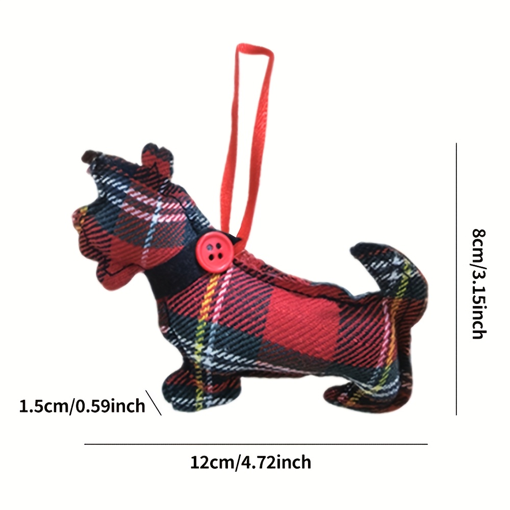 TEMU 1pc Ornement de sapin de Noël chiot à carreaux créatif, pendentif de décoration de fête à , convient comme cadeau de Noël parfait pour