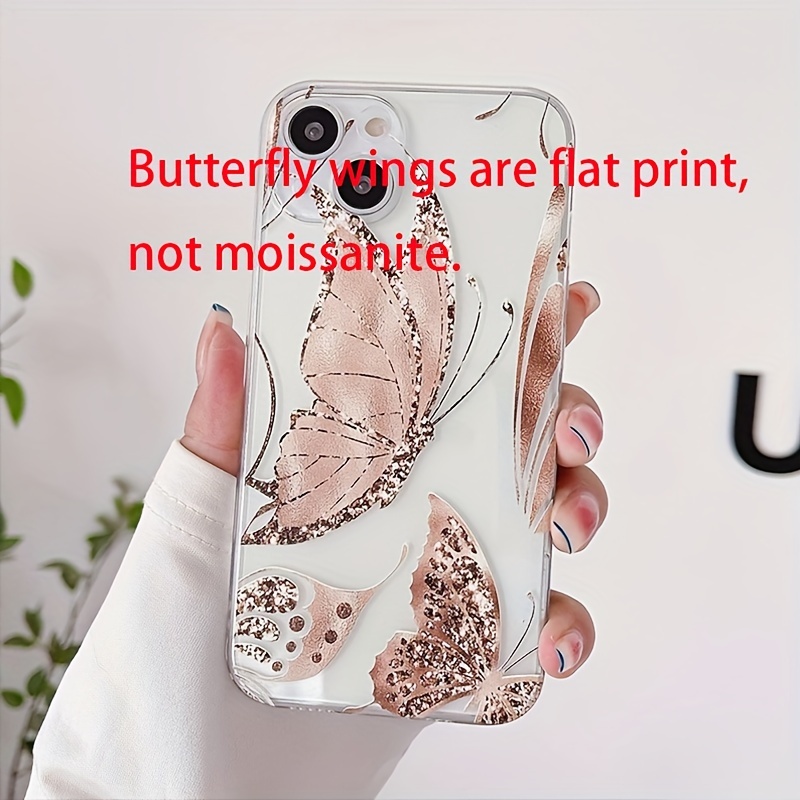 

Cas de téléphone d'impression graphique de papillon d'or transparent pour des téléphones de série d'Iphone pour le cadeau de Valentines