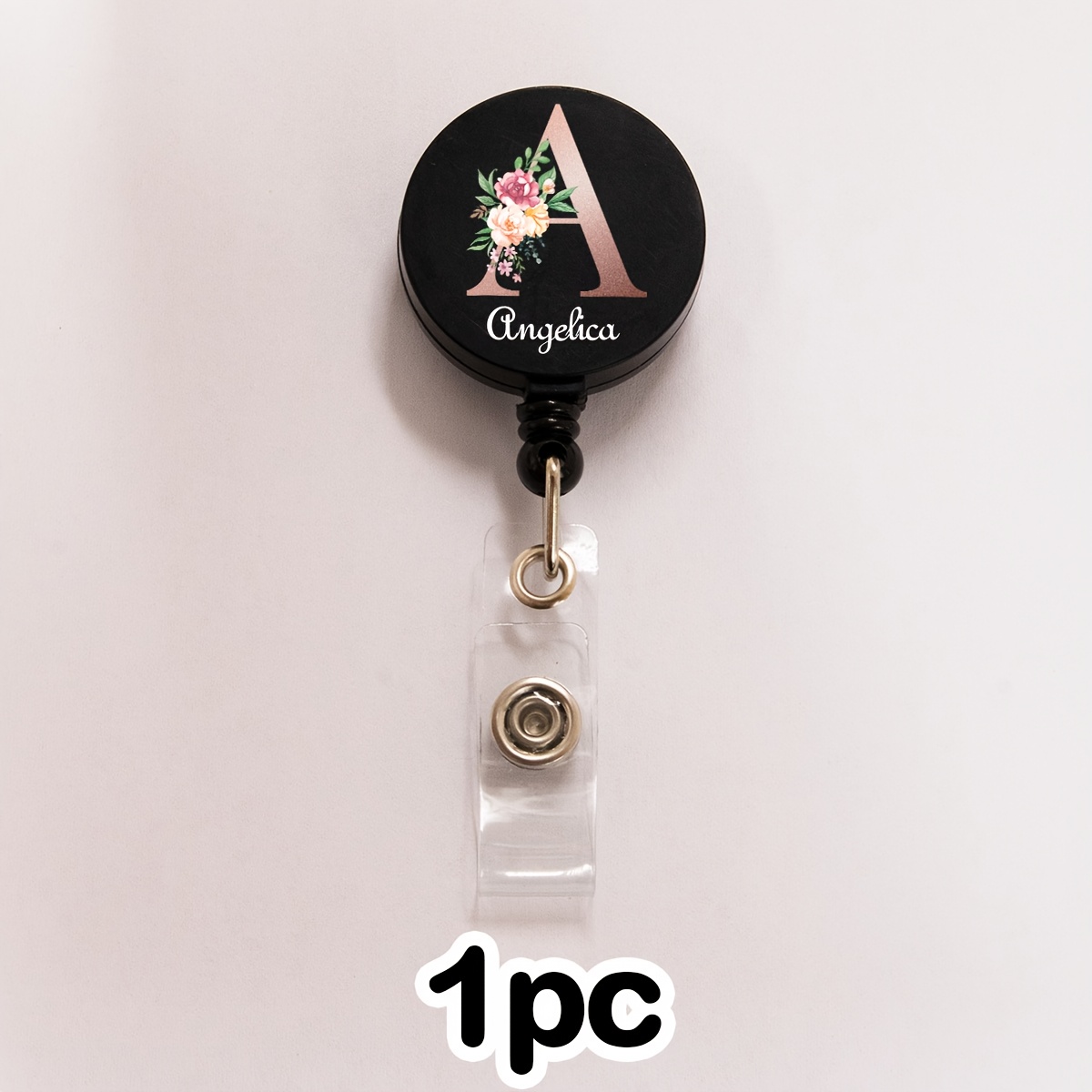 TEMU 2d 1/2pcs Custom Badge Holder Retractable Clip, Personalized Nurse Badge Reel, Badge Clips Retractable, Customized Letter Badge Clip,