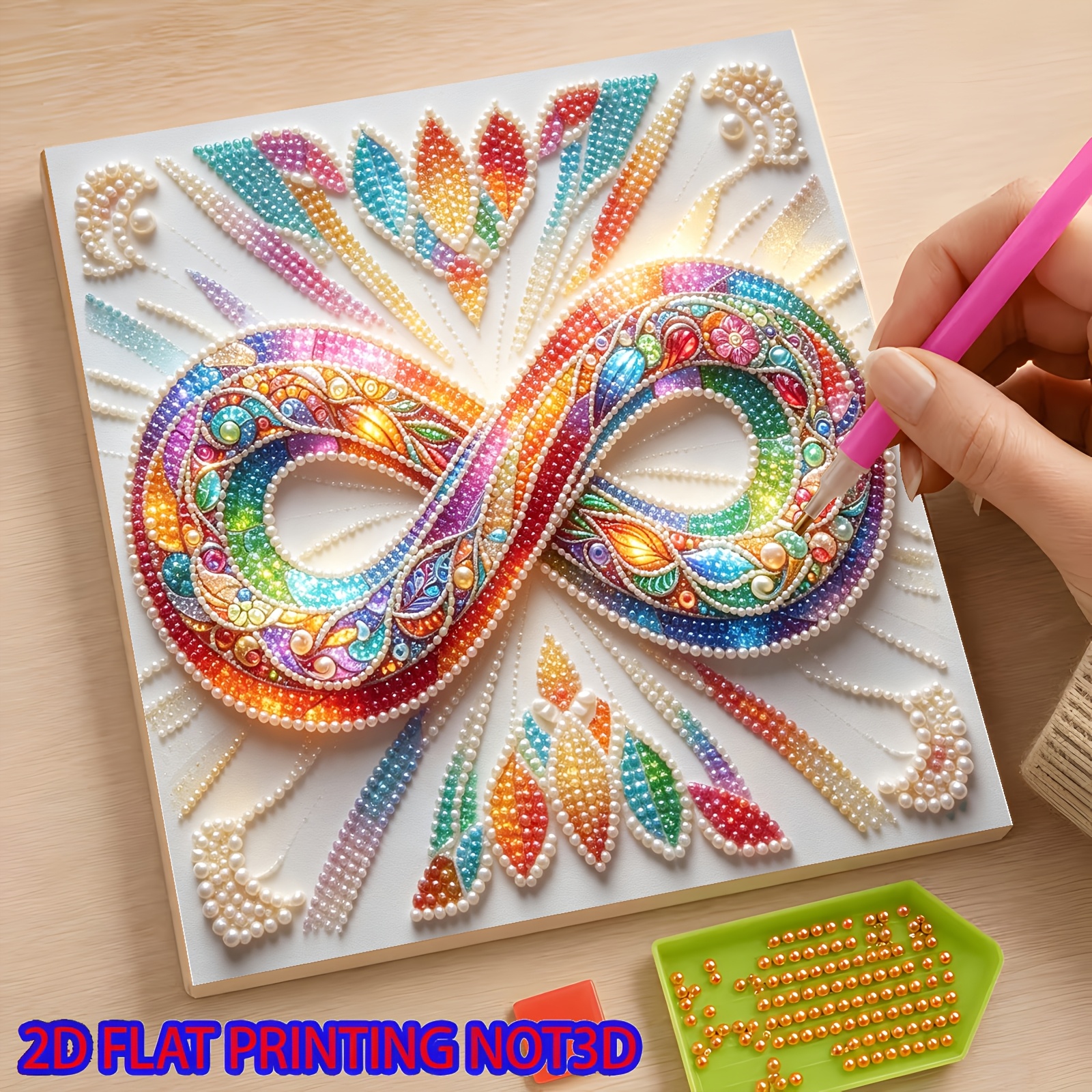 TEMU 2d Flat 1pc Iridescent Infinity Christmas Themed Diamond Pearl Painting, Frameless, New Autumn/winter Diy Colored Pearl Diamond Painting Kit,
