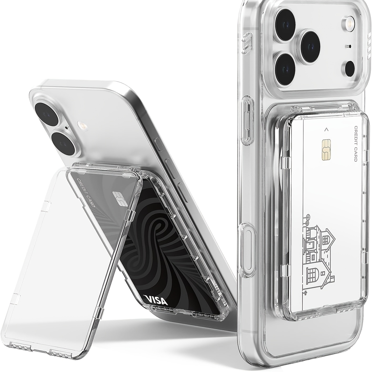 TEMU Support de carte de portefeuille magnétique transparent pour Magsafe Compatible avec iPhone 16/15 Samsung S26 Ultra 24 - Étui de protection pour