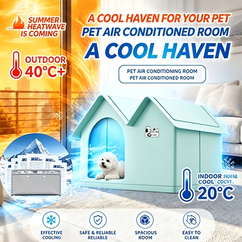 TEMU Upgraded Portable Air-conditioned House For Pets - Cooling System Suitable For Cats & Small Dogs, Assembly Ventilated Bed/cooling Chamber For