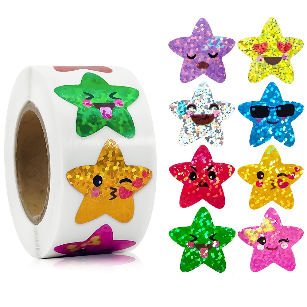 TEMU 500pcs/roll Laser Star Stickers Stickers Gift Packaging Colorful Envelope Seal Labels