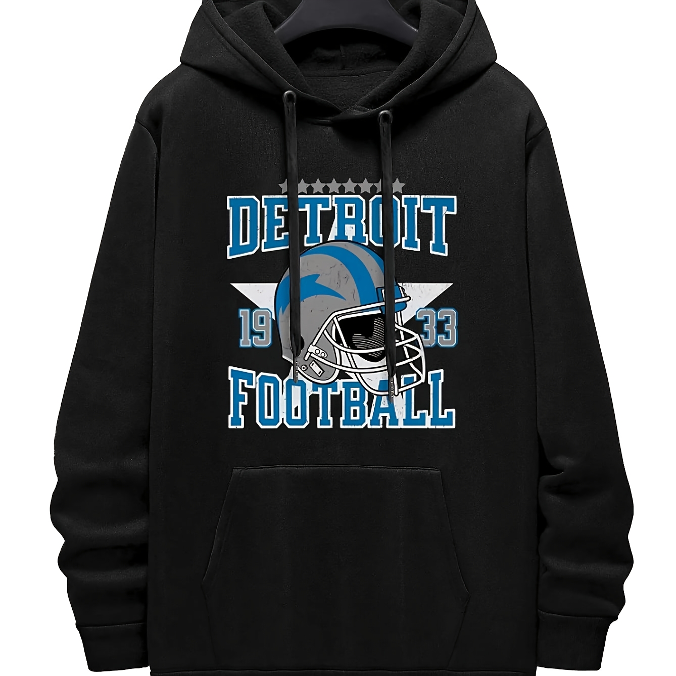 

Detroit Football-inspired Men's Hoodie - Casual Pullover With Kangaroo Pocket, Long Sleeve, Polyester , Machine Washable