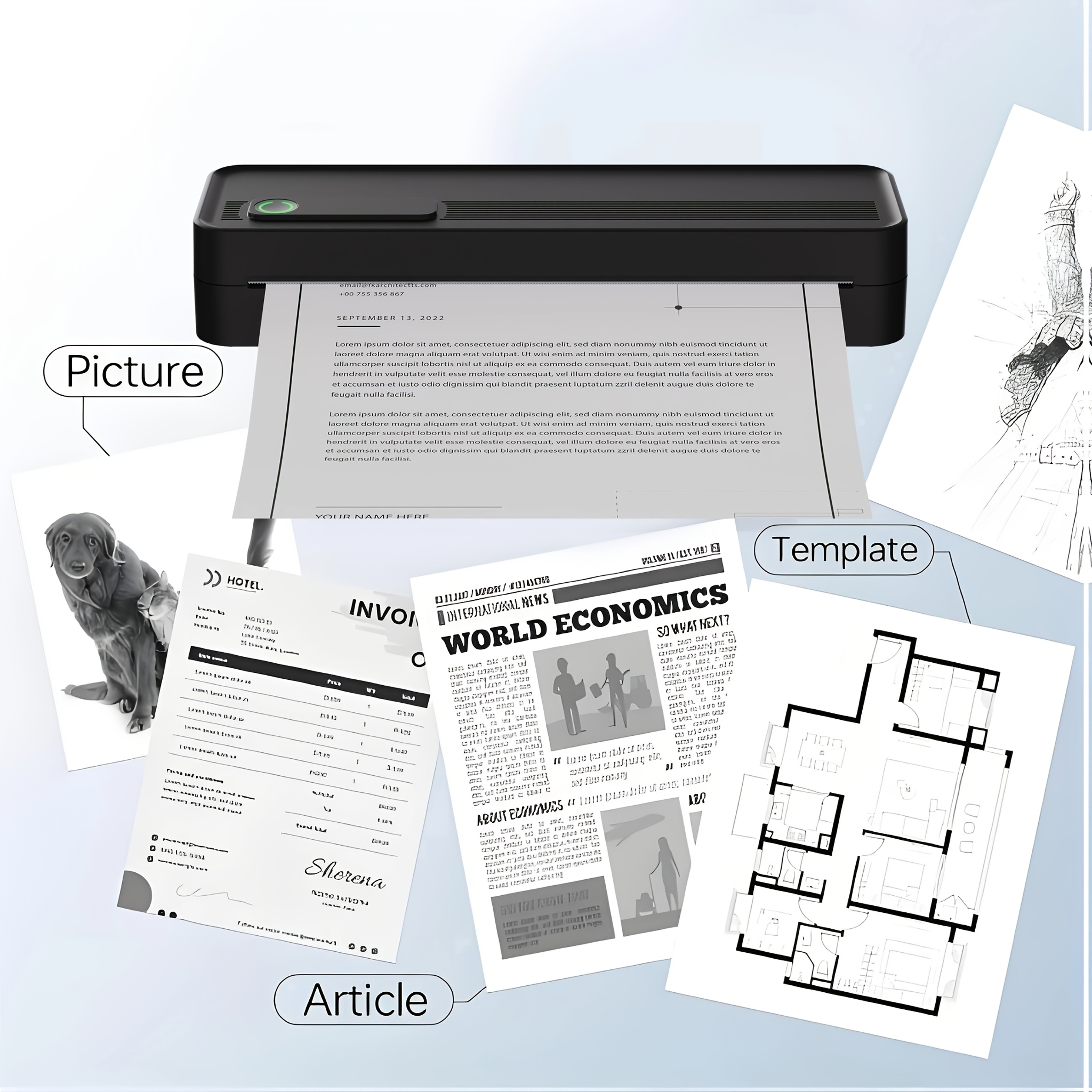 Orico Portable Thermal Printer Compatible For Smartphones - Thermal Printer With - Operation, A4 Mobile Machine For Pdf/photo/doc, Smart Phone Printing ( Compatible)