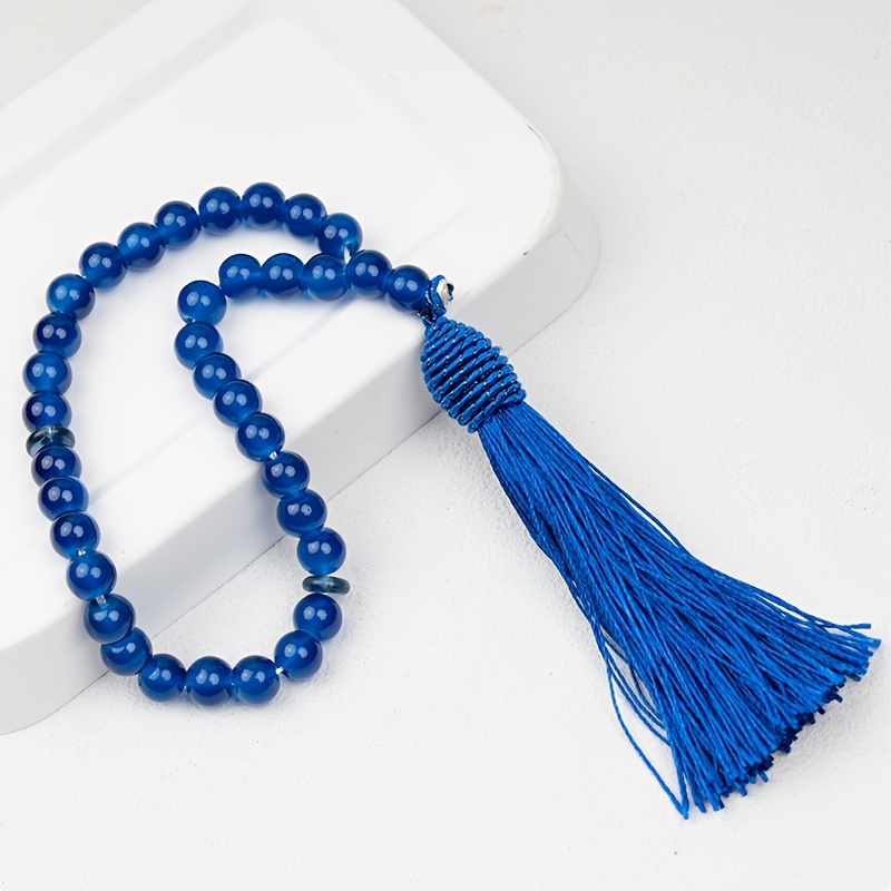 TEMU 6-Kleur Gebedskralen Armband 6 stuks/1 stuk Moslim Tasbih 33 stuks 8mm Glazen Ronde Kralen Armband met Kwastje, met 2 stuks Decoratieve Kralen,
