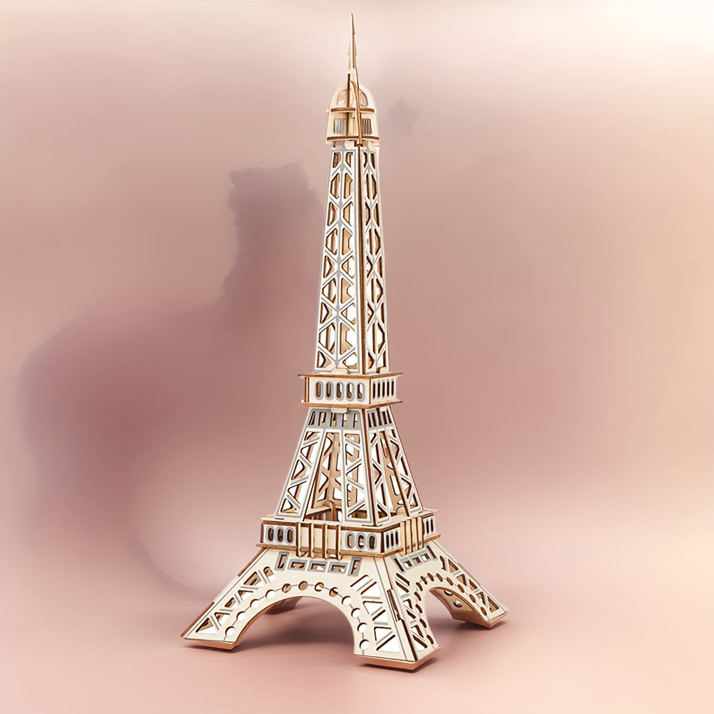 

1pc Kit de modèle de Tour Eiffel DIY, 52 pièces Puzzle 3D en bois, Artisanat Hobby, facile, Contreplaqué couleur mélangée, architecturale