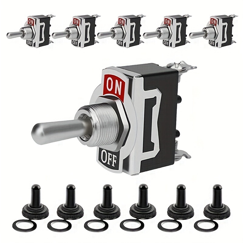 6pcs Toggle Switch 12v, Heavy Duty 120v On Off Rocker Switch, 2 Pin Spdt Marine Toggle Switches 15a 250v 20a 125v