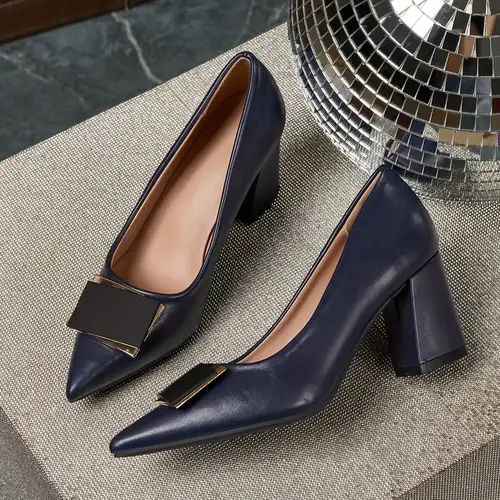 women's navy blue dress shoes Ortho+rest Women Bunion Dress Shoes Low Heel Orthopedic Pumps-Cassie Black / 5