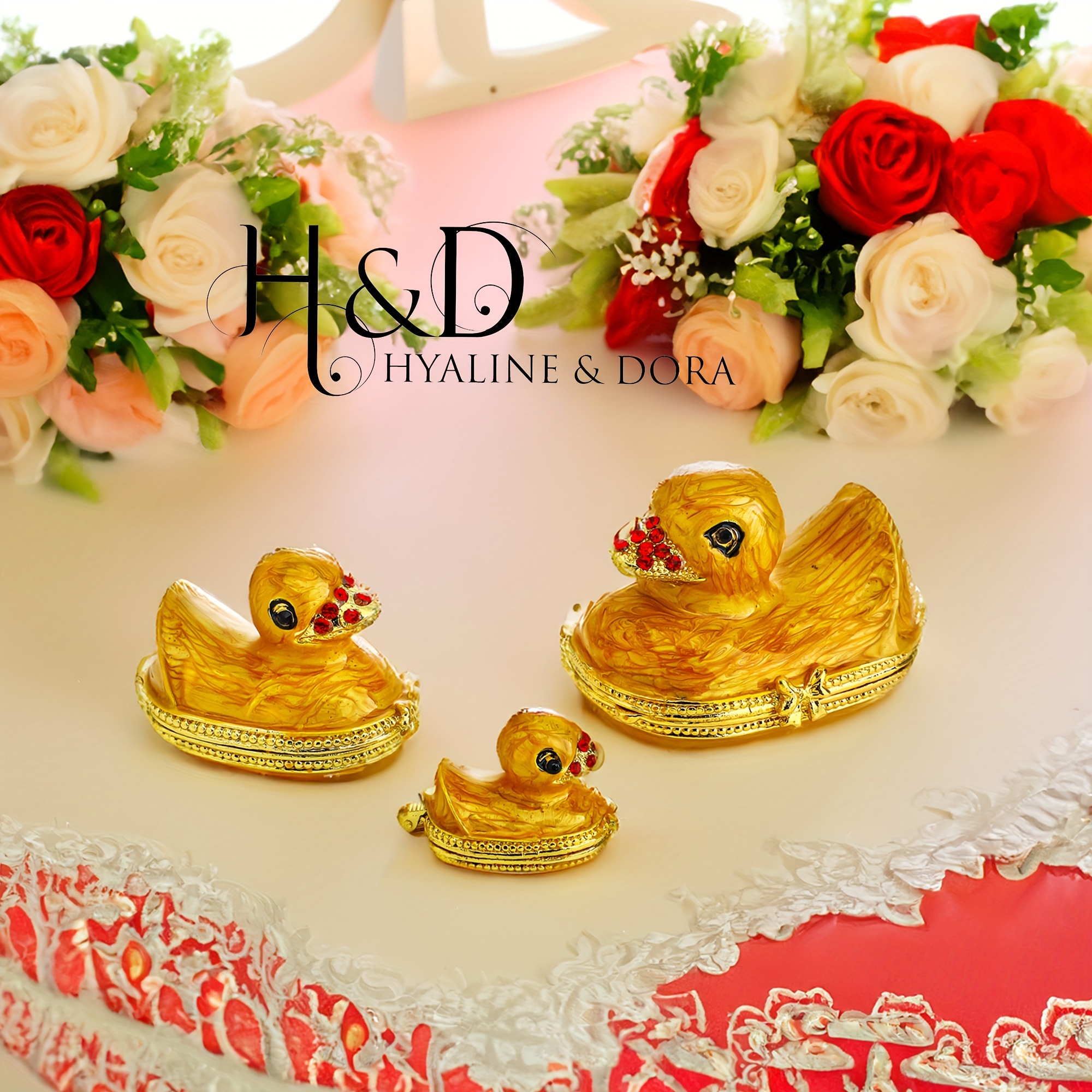 

H&d & Figurine Trinket Boxes Hinged Jewelry Box Collectible Enameled Animal Figurine Jewelry Ring Holder Box Home Decor Gift