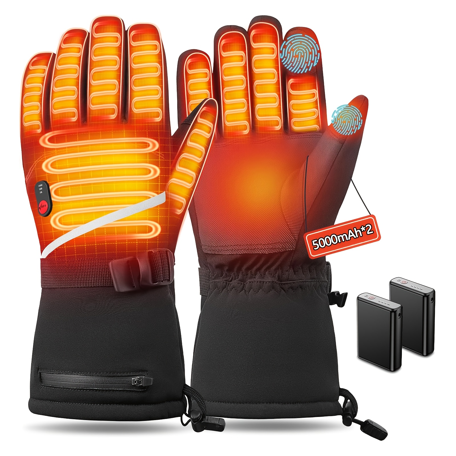 TEMU Heated Gloves With Touchscreen Functionality, 5000mah Battery Dual-pack, Winter Hand Warmers, Ideal For Outdoor Activities, Skiing, Hiking,