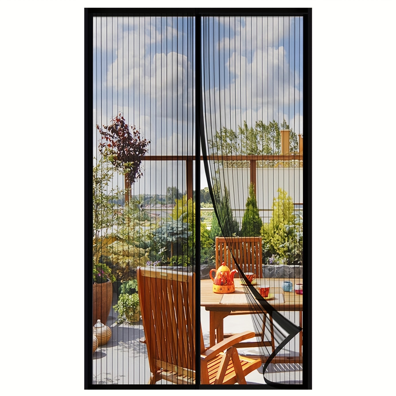 

1pc Pet-friendly Magnetic Screen Door With Neutral Handle, Pet Material, Uncharged, No Battery Required, Outdoor Patio Mesh Screen For Bug Protection, Magnetic Door Screens For Home