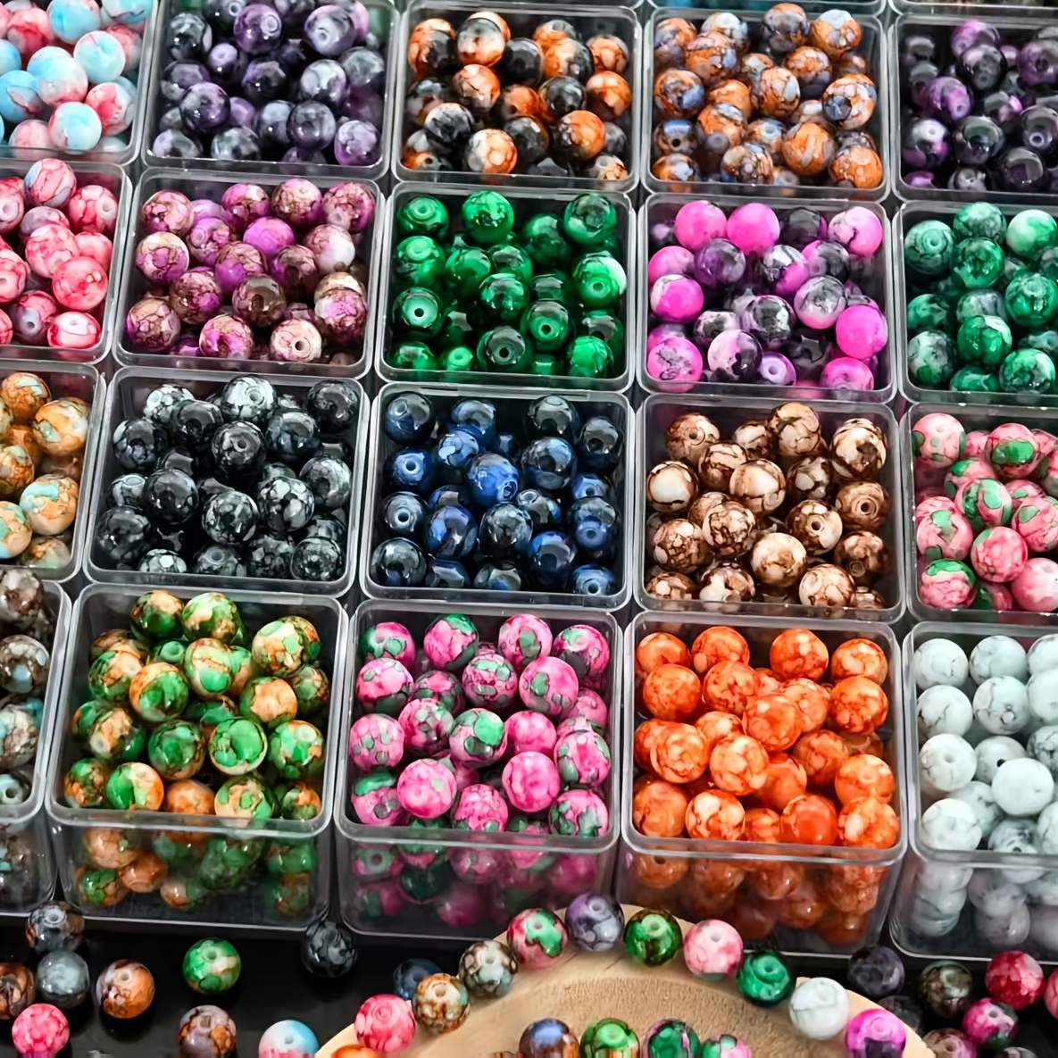 TEMU 84pcs 8mm 20-color Beads Handmade Jewelry Making Universal Style, Suitable For S, Necklaces And Car Charms, Creative Bead Ornaments, Craft