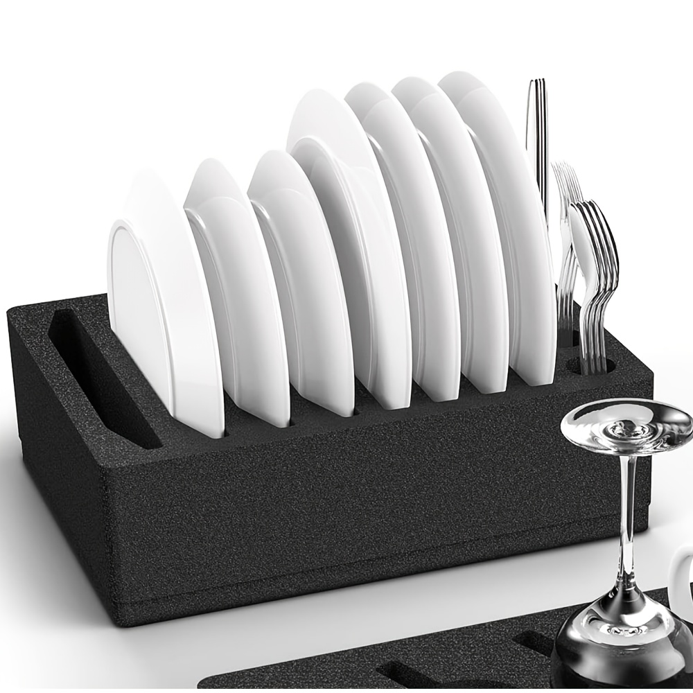 TEMU Foam Rv Dish Rack | Camping Utensil Storage Rack, Suitable For Rvs, Motorhomes, And Boats | Shockproof Utensil Storage, Utensils Not Included |