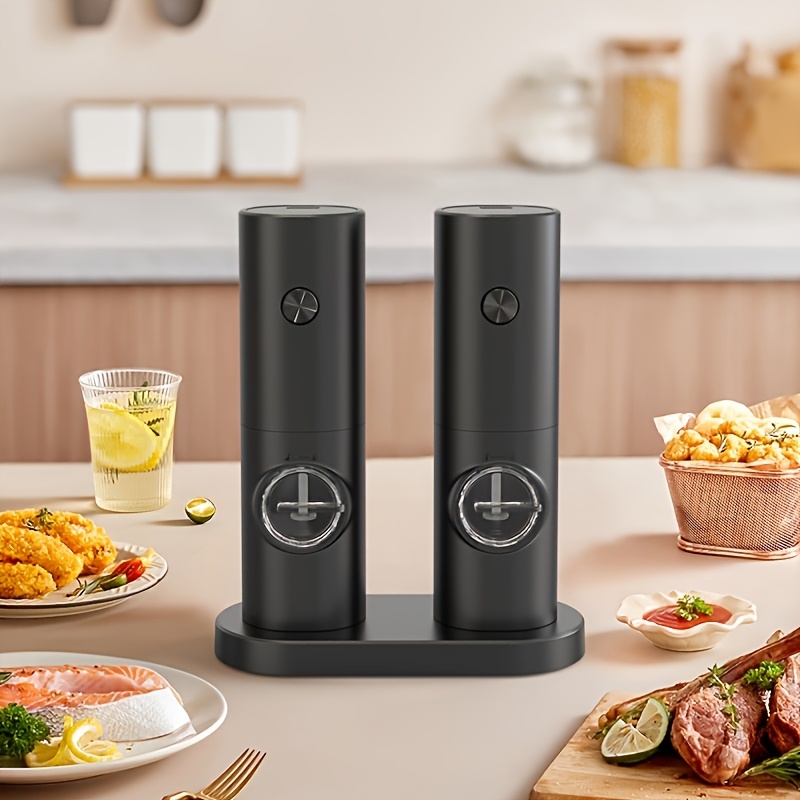 1pc/2pcs Intelligent Sensing Electric Grinder, Electric Salt and Pepper Grinder, Automatic Black Pepper Grinder, White Pepper Grinder, Convenient, Durable and High-looking Electric Grinder, Suitable for Home Kitchen, Parties and Dinners