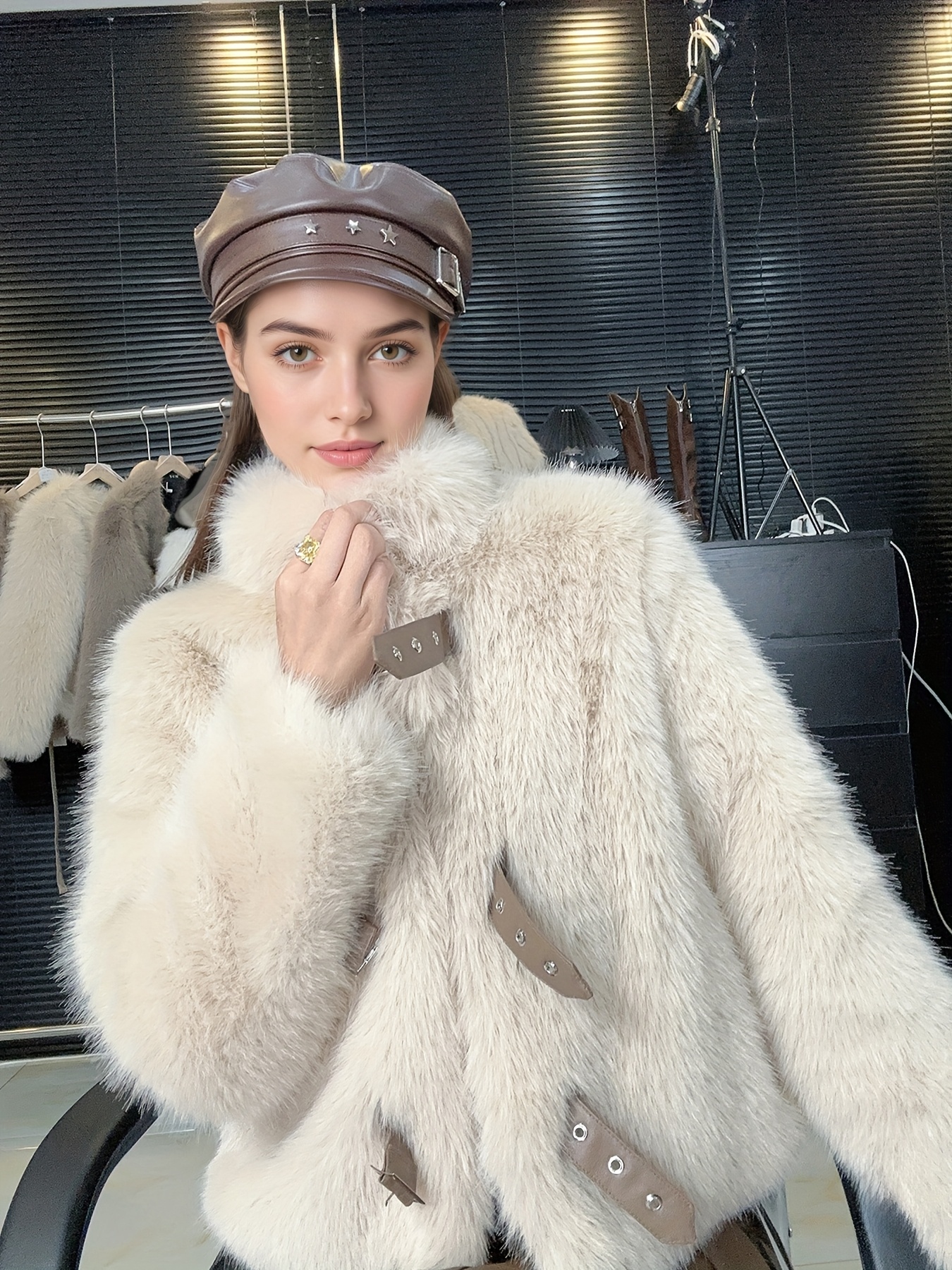 giacca invernale lusso donna elegante esterno in pelliccia Temu