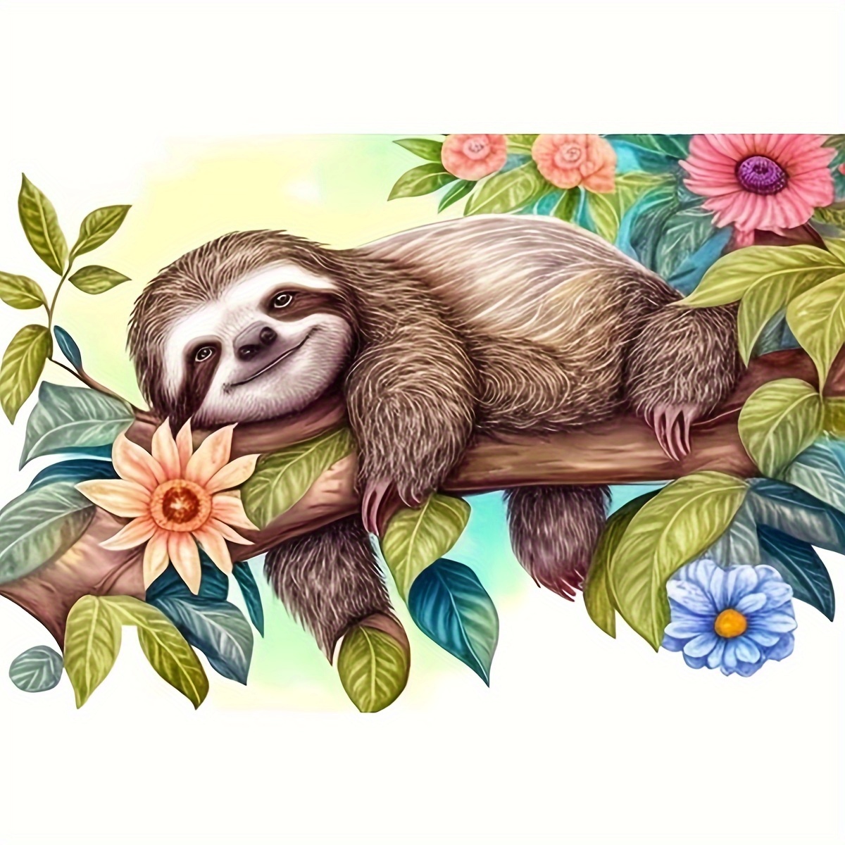 

1pc Sloth Pattern Rhinestone Painting Set, Diy 5d Acrylic Full Round Rhinestone Inlaid Painting Mosaic Craft, Handmade Set, Holiday Gifts, Perfect Match In Home And Office Area Wall Decoration Art