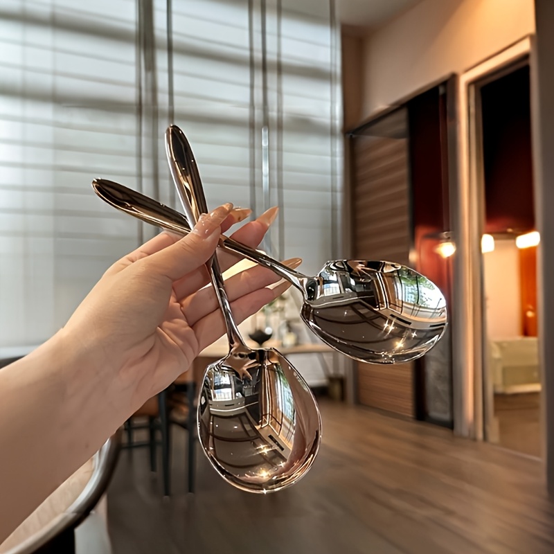 TEMU 2pcs Extra Large Stainless Steel Long Handle Serving Spoons- Durable And Thickened Design, Suitable For Use In Homes, Hotels, Canteens And