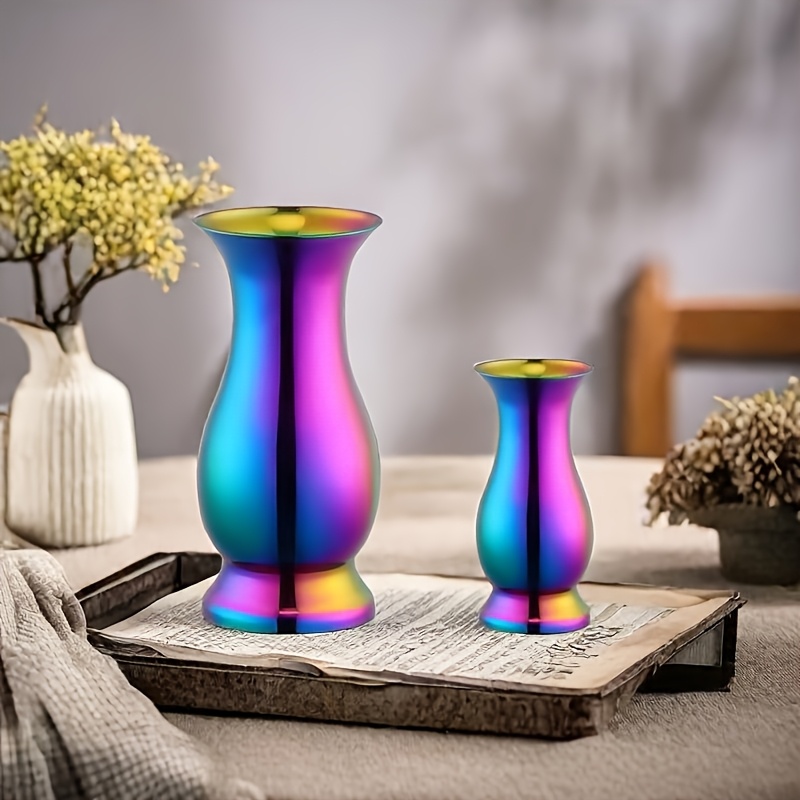 

1pc Art Steel Vase, Colored Round Bud Vase For , Non-electric Decorative Vase, Metal Vase, For 's Day, Decor, , 's Day