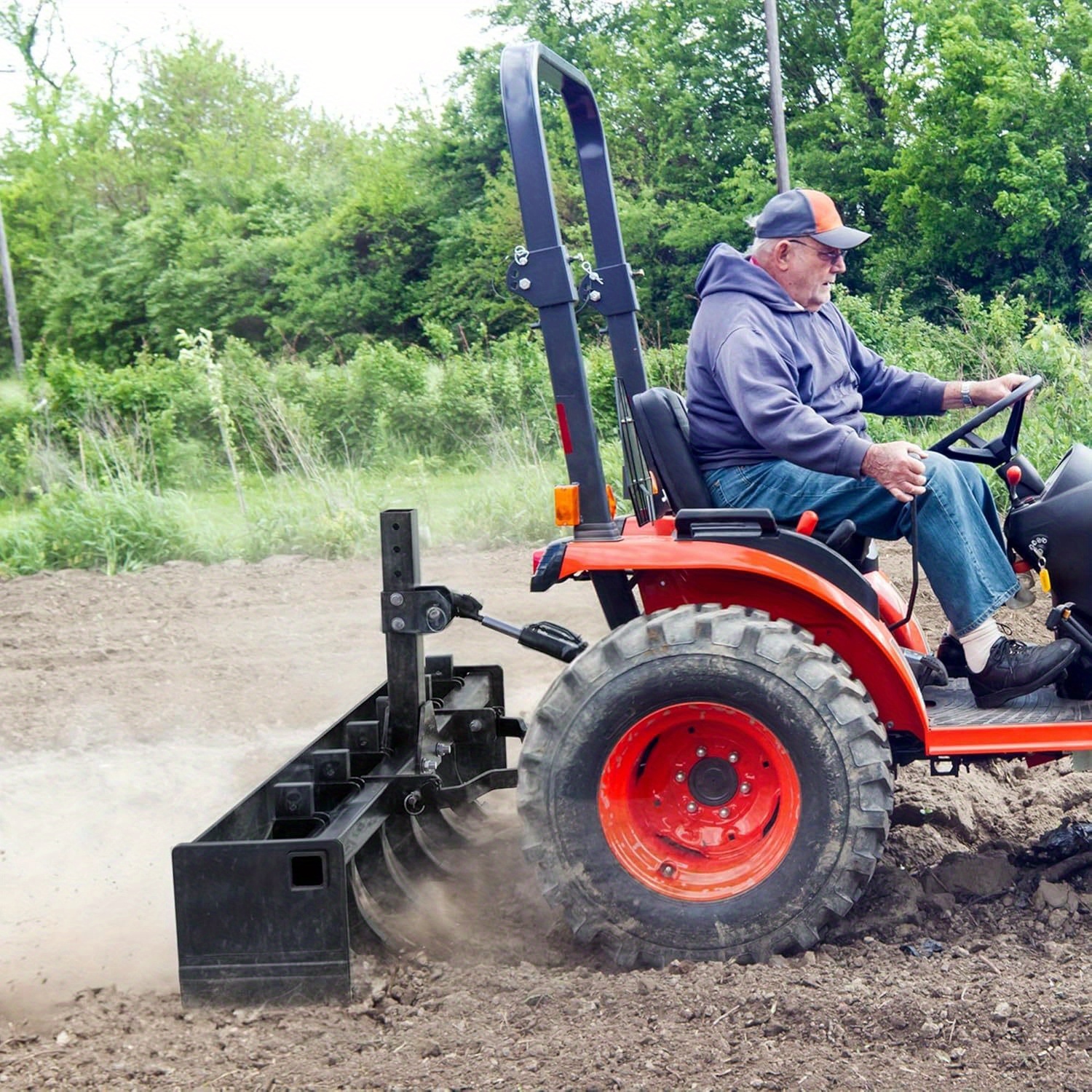 

55" Width Box Blade Tractor Attachment W/ 6 Scarifier Shank 0 & Cat 1 Tractors Steel Rust Resistant Coated