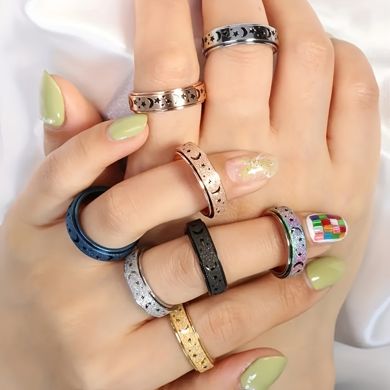 1pc fidget ring made of 316l stainless steel rotatable design trendy moon and       match daily outfits Product details 9