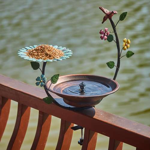 Garden Bird Bath Standing Pedestal Birdbath With Solar Power Fountain Pump Combo