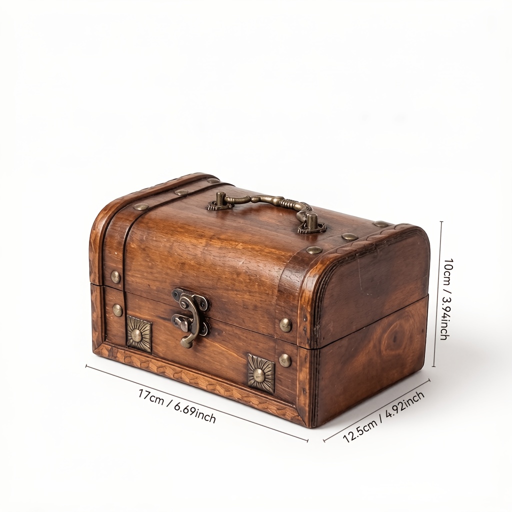 E-shop Eine multifunktionale Schatztruhe im Vintage-Stil aus Holz - eine Schmuckaufbewahrungsbox im -Stil mit Schloss zur sicheren Aufbewahrung von