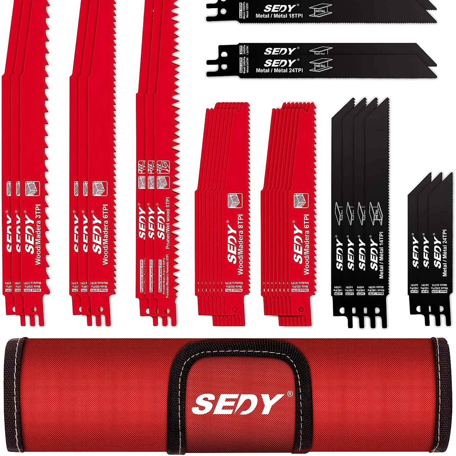 TEMU 36pcs Reciprocating Saw Blade Set - Premium Saw , Durable Wood And Metal Cutting With Storage Pouch, Long-lasting Pruning
