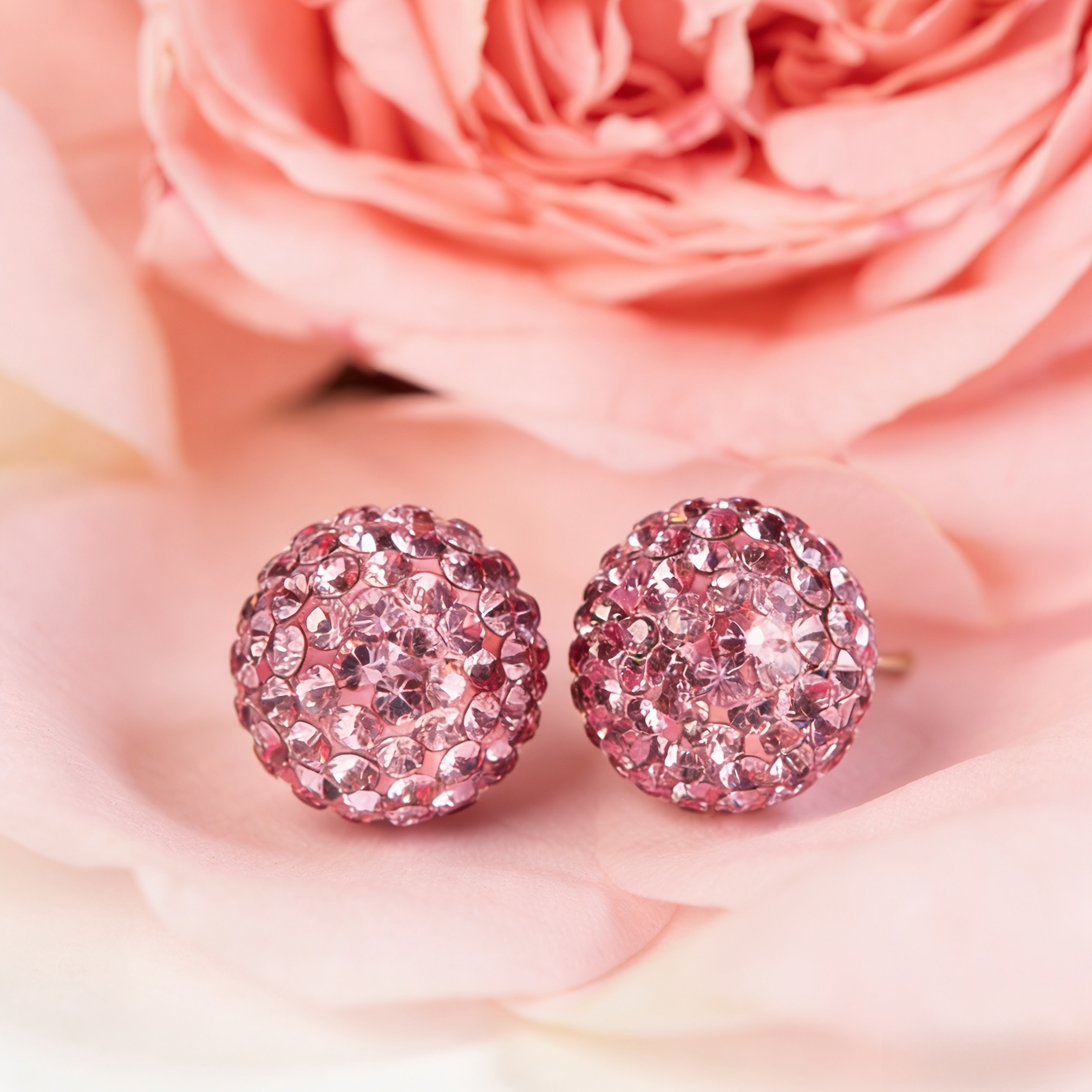 Lavender and Pink Rose Stud Earrings, Unique Macaron Design