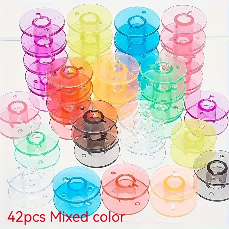 TEMU 28/42/56 pz Bobine per Macchina da Cucire in Plastica Colori - Trasparenti e Multiuso per Cucito e | Confezione Colori (Avvolgimento Liscio,