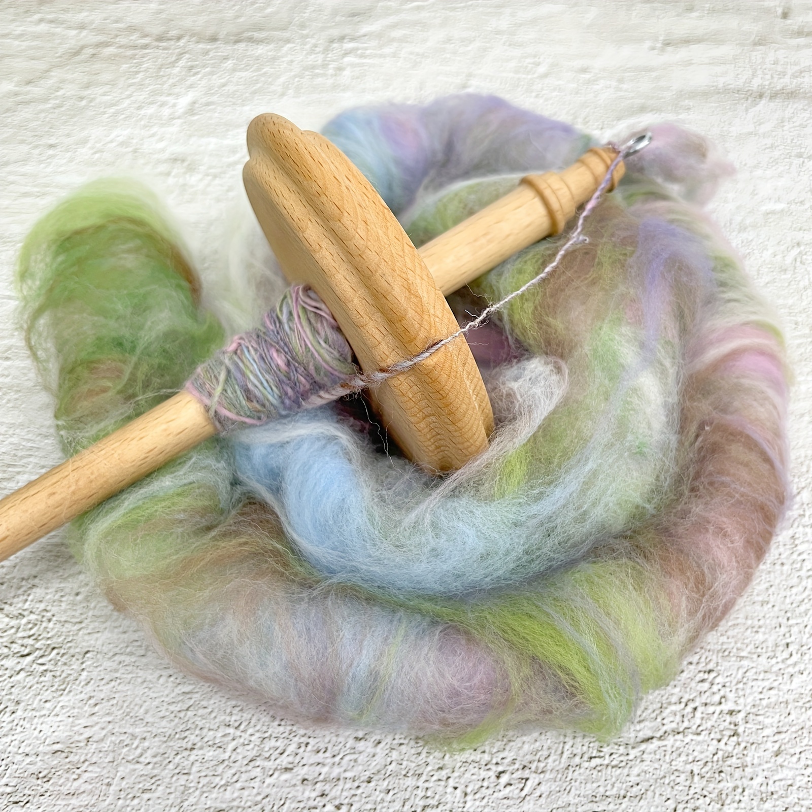 Image of 1pc Fibers Wood Artisan Top Drop Spindle For Beginner & Advanced Hand Spinning - 11inch Shaft | 3.9inch Diameter. Suit For Fine Fibers