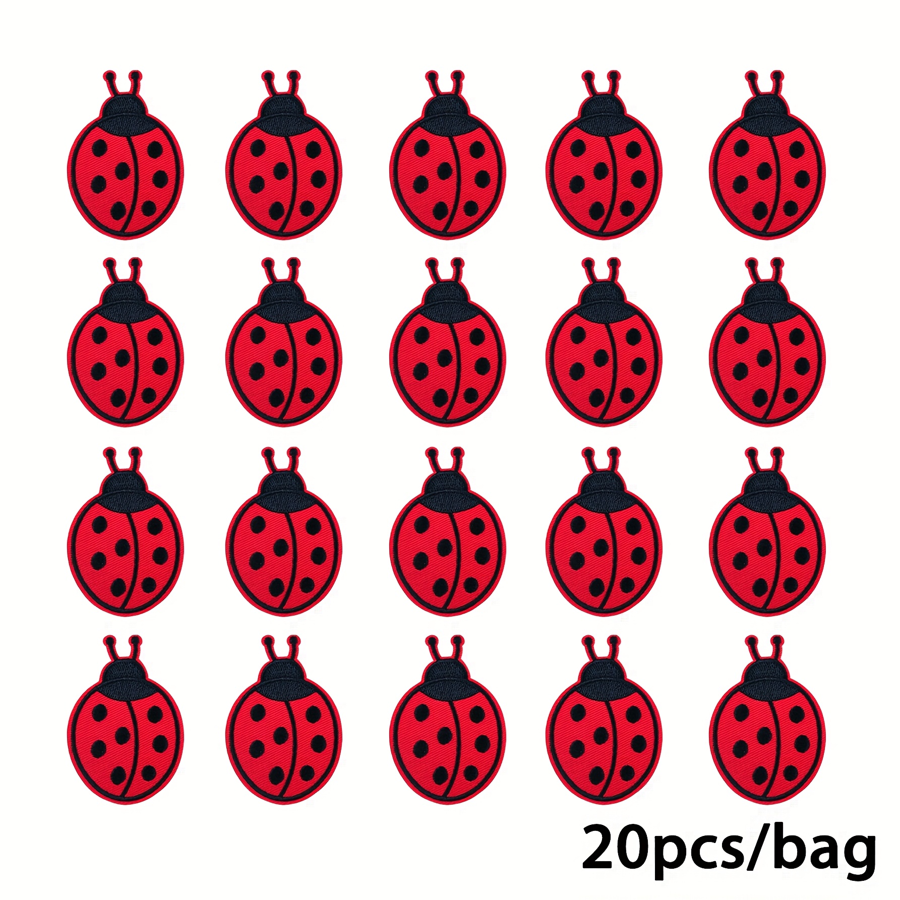 20 Red And Black Ladybug Embroidery Patches For Diy Crafts, Clothing And Backpack Customization