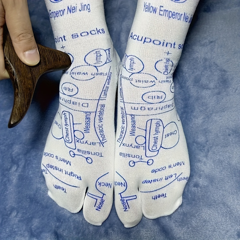 

1 Pair Of Unisex Ancient Meridian Points Crew Socks, Foot Therapy Map, Elastic Comfy Breathable Socks For Daily Wearing