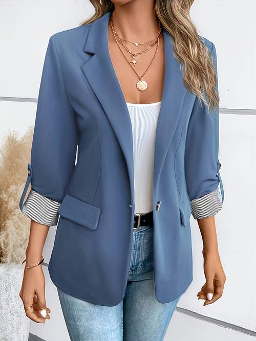 fashionable womens elegant with stylish lapel cuffs and open front design