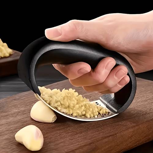 1pc stainless steel garlic press rocker stainless steel garlic press lever garlic crusher with comfortable grip garlic grinder ergonomic easier practical kitchen gadget