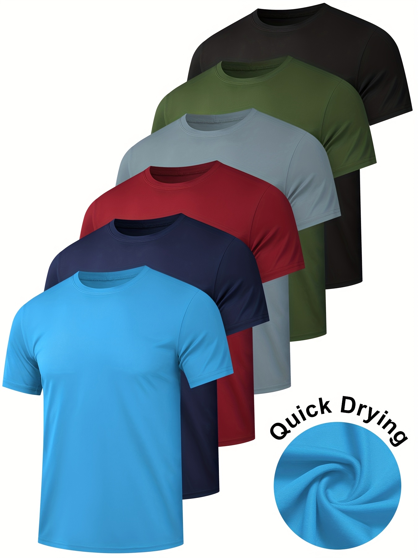 6 pack mens quick dry workout gym t shirts short sleeve active running athletic tee tops