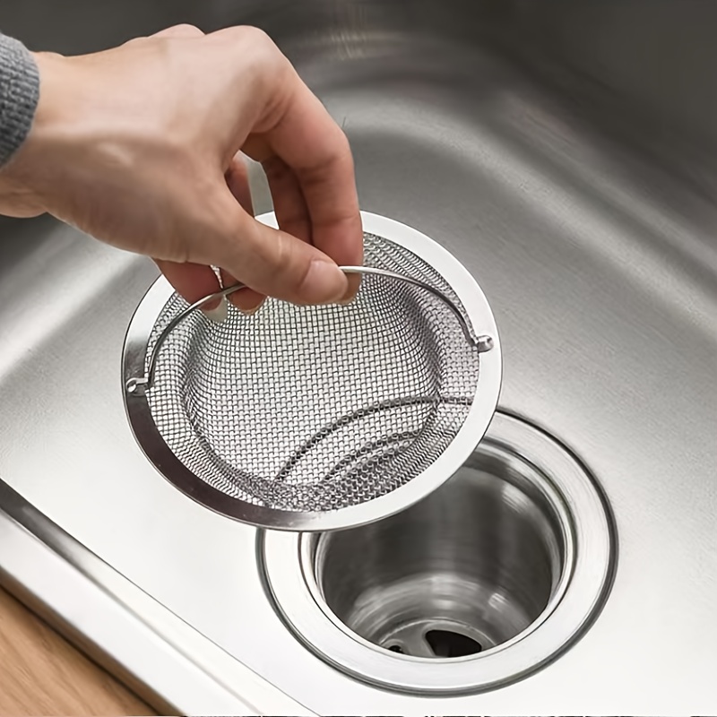 

1pc Stainless Steel Sink Filter With Handle, Mesh Funnel, Anti Clogging Washing Filter, Anti Odor Floor Drain, Home Gadget, Household Item