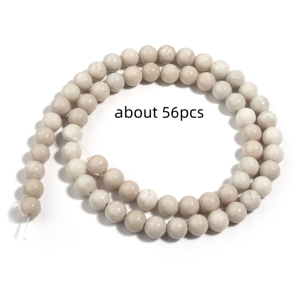 TEMU Cuentas de Piedra Redonda, Cuentas de Fósil Blancas Naturales, Collar de Pulsera Fácil, Joyería de Oreja, Obra de Arte, Suministros para Hacer