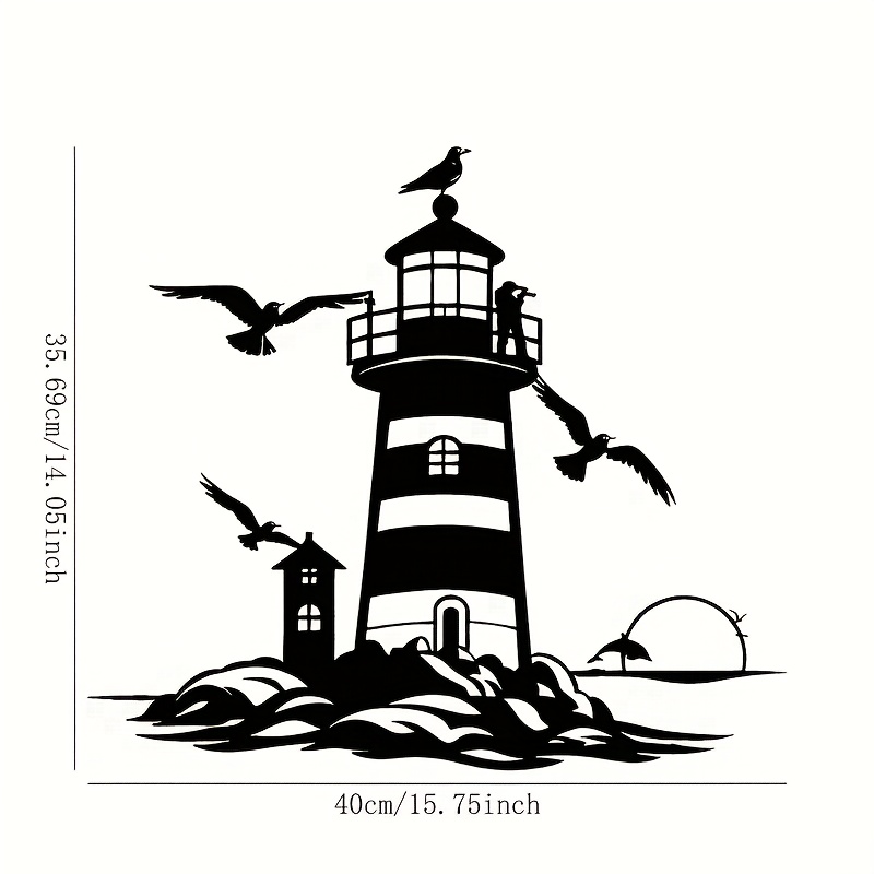 1pc Nautical Lighthouse & Seagull Metal Wall Art - Navigations Theme Maritime Decor, Minimalist Lighthouse & Seagull Iron Wall Sculpture, Easy-hang Sailing-themed Decoration For Sailors, For Or Yacht