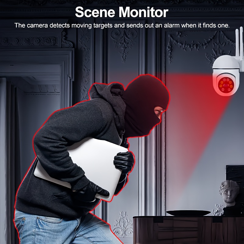 A Wireless Security Camera with Color Night Vision Capabilities, Featuring a Camera, Wifi, Motion Detection, And Visual Alert Functions—Ideal for Outdoor Security, Advanced Electronic Monitoring, Versatile for Indoor Use, Wall-Mounted Design 2 A Wireless Security Camera with Color Night Vision Capabilities, Featuring a Camera, Wifi, Motion Detection, And Visual Alert Functions—Ideal for Outdoor Security, Advanced Electronic Monitoring, Versatile for Indoor Use, Wall-Mounted Design - Image 2