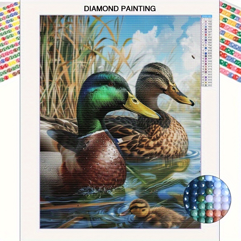 

Duck-themed 5d Diamond Painting Kit For Adults - Full Drill Round Rhinestone Art, Diy Craft Set For Beginners & Enthusiasts, Frameless Mosaic Wall Decor For Living Room & Bedroom, 11.8x15.8 Inches