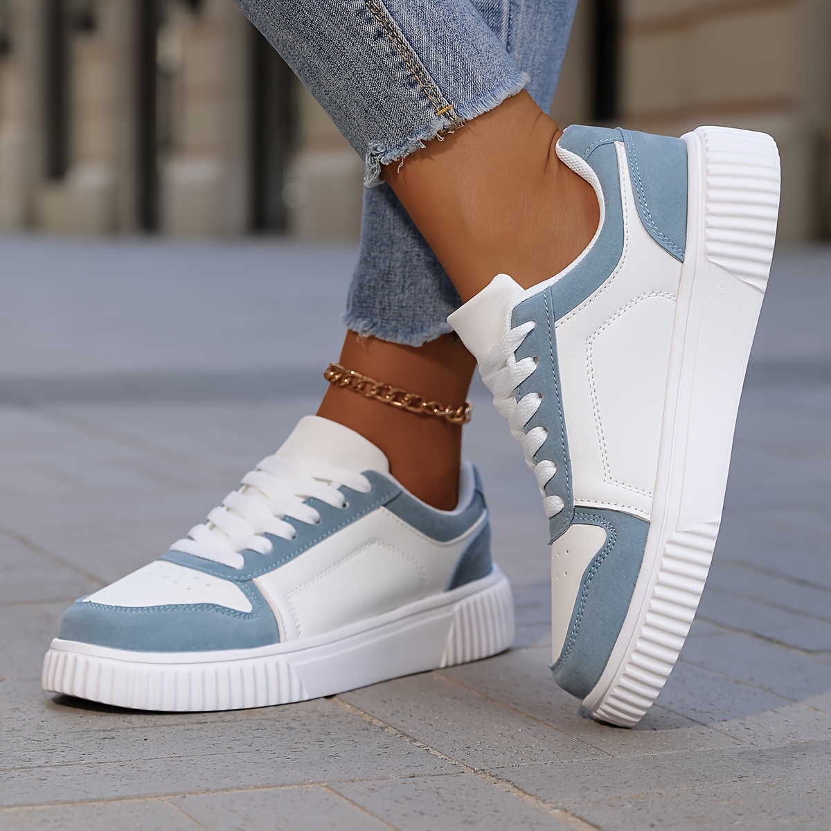 TEMU Baskets, Chaussures Blanches Légères et Respirantes de Haute Qualité Nouveau Style 2026 à Semelles Souples, Chaussures Plates Confortables pour