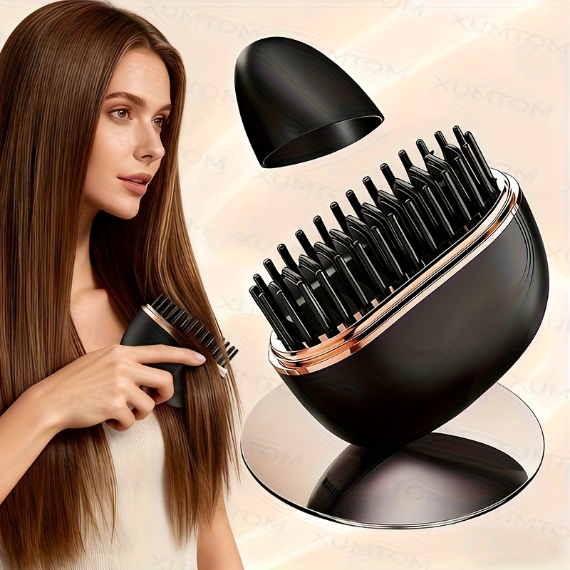 cepillo alisador de pelo sin varillas, recargable por usb,   uso para alisar y  , calentamiento rápido,   para todo tipo de cabello, diseño -quemaduras, apagado automático,   y portátil, ideal para uso en casa y viajes, herramienta de peinado para mujeres con diseño de mango 4