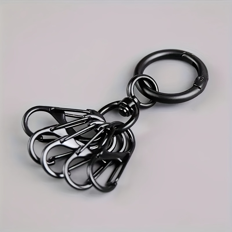A Set Of 5 Alloy Keychains In A Minimalist Style, Featuring -release Design With -degree Swivel Clasp. Suitable For Keys And Mini Flashlights, With High-strength Key Hooks