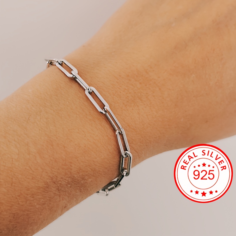 TEMU Un bracelet chaîne en argent sterling S925 de 20 cm (7,88 pouces), avec un design de papillon, adapté aux hommes et aux femmes, avec un vintage.