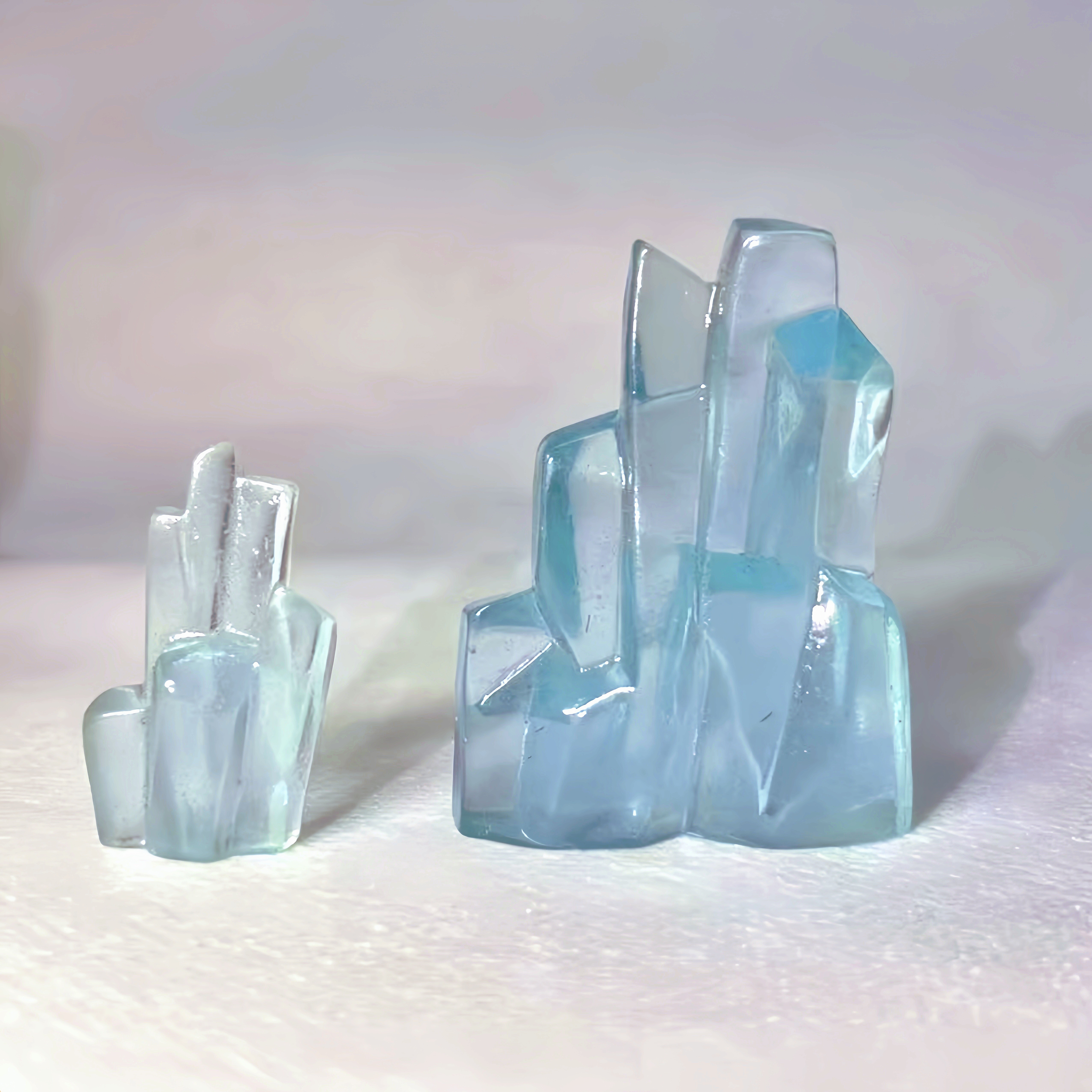 2pcs Miniature Iceberg Sculptures For Desk Decor, Aquariums & Tabletop Games - Resin