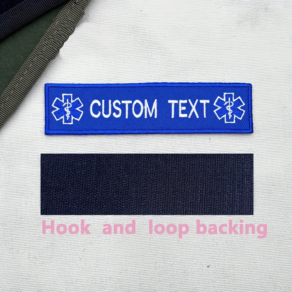 TEMU Customize 1pc Emergency Medical Tactical Embroidered Name Patch Badge With Hook And Loop Backing, Suitable For Decorating Clothes And Backpacks